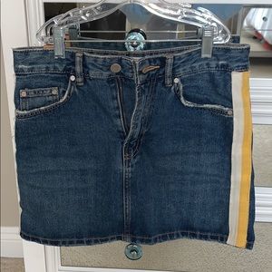 Zara TRF denim jean mini skirt white/yellow strip